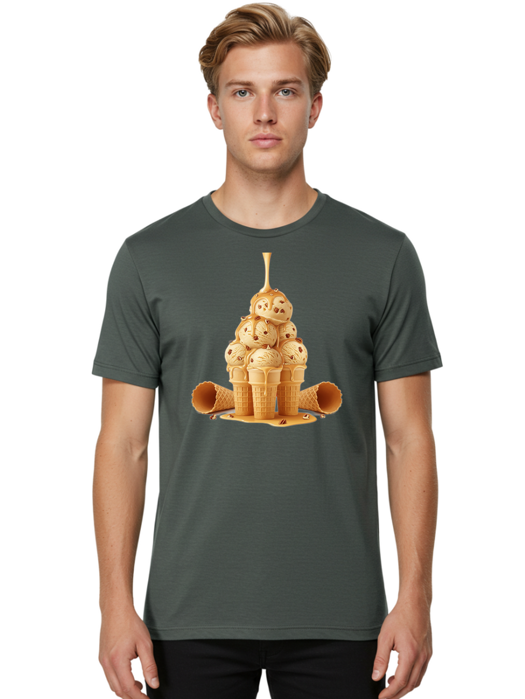 Caramel-Ice-Cream-Cones Men'S Graphic Tee, 100% Cotton, Comfortable Casual Summer Wear, Machine Washable, Vintage Camera, Old Camera, Antique Camera, Black Camera, Classic Photography, Photography Equipment, Nostalgic Device, Film Camera, Baj379