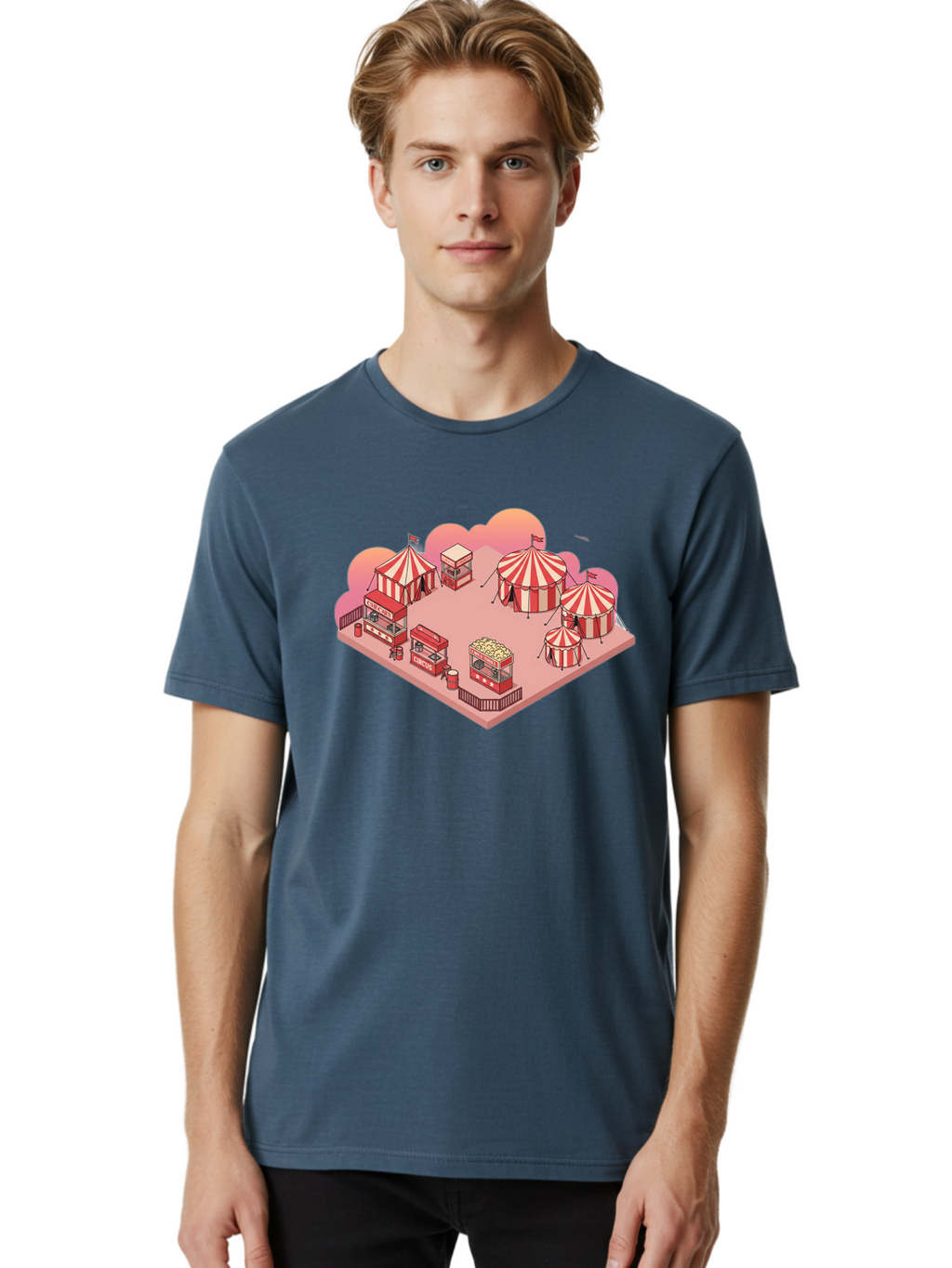 Carnival-Scene-1 Men'S Graphic Tee, 100% Cotton, Comfortable Casual Summer Wear, Machine Washable, Vintage Camera, Old Camera, Antique Camera, Black Camera, Classic Photography, Photography Equipment, Nostalgic Device, Film Camera, Camera Art Baj380