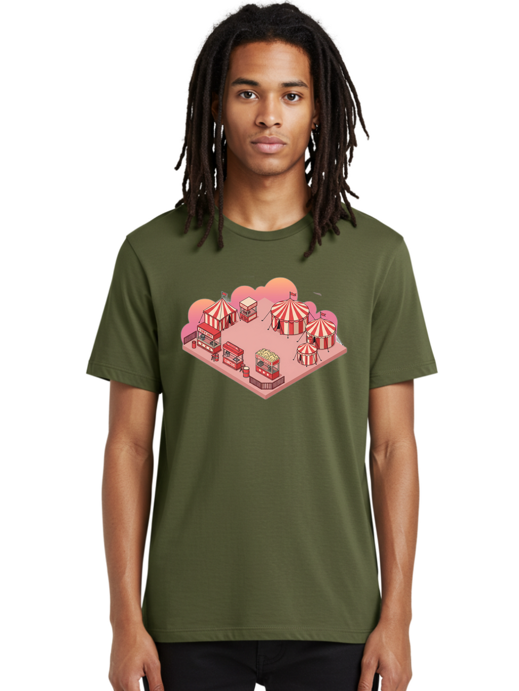Carnival-Scene-1 Men'S Graphic Tee, 100% Cotton, Comfortable Casual Summer Wear, Machine Washable, Vintage Camera, Old Camera, Antique Camera, Black Camera, Classic Photography, Photography Equipment, Nostalgic Device, Film Camera, Camera Art Baj380