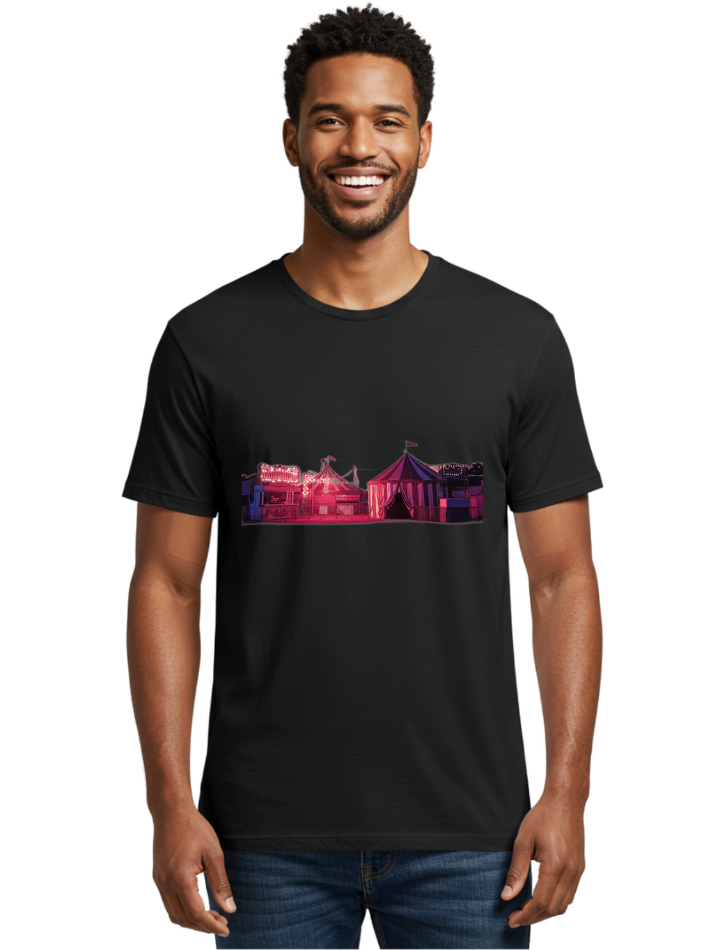 Carnival-Scene-2 Men'S Graphic Tee, 100% Cotton, Comfortable Casual Summer Wear, Machine Washable, Vintage Camera, Old Camera, Antique Camera, Black Camera, Classic Photography, Photography Equipment, Nostalgic Device, Film Camera, Camera Art Baj381