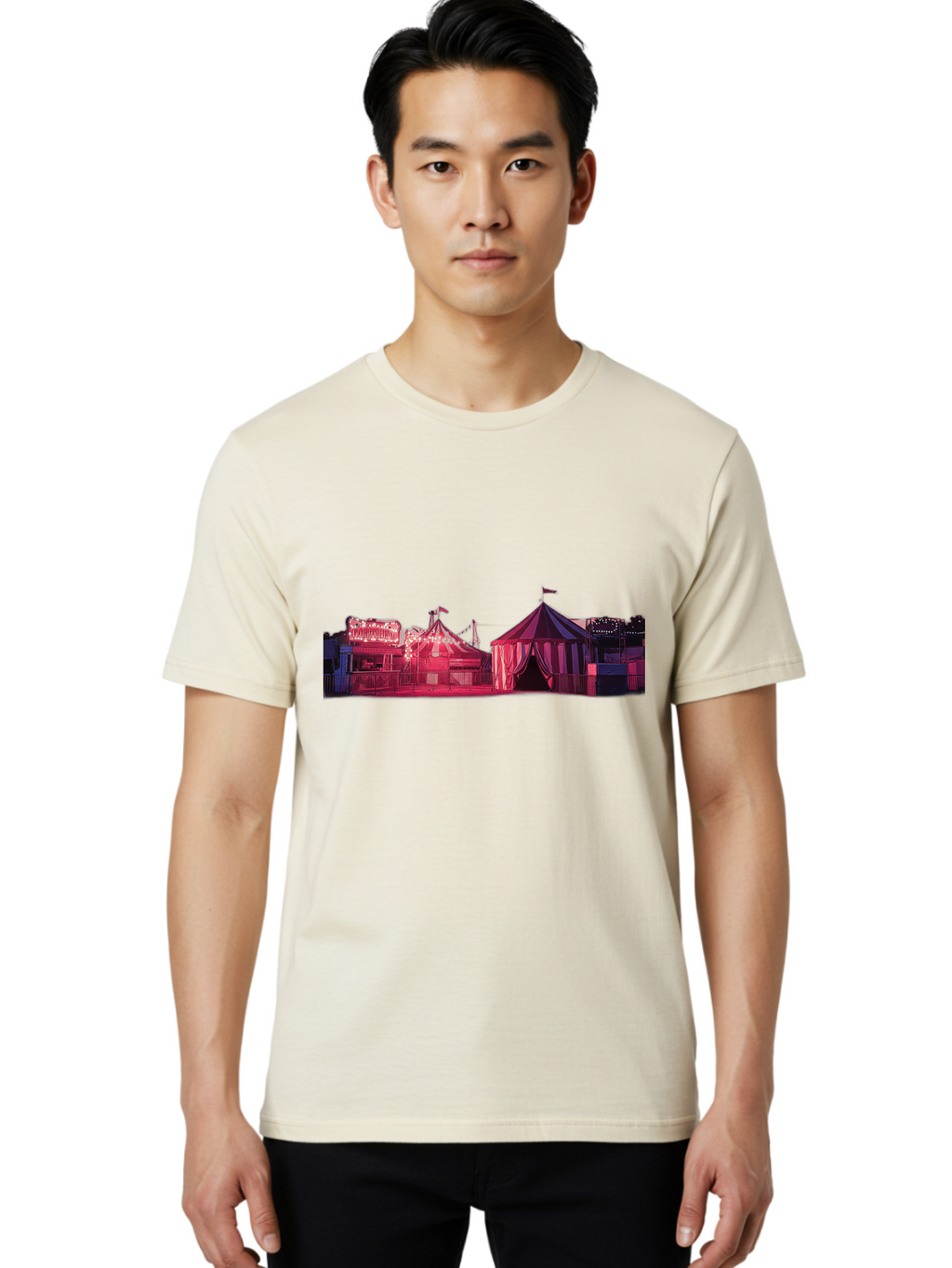 Carnival-Scene-2 Men'S Graphic Tee, 100% Cotton, Comfortable Casual Summer Wear, Machine Washable, Vintage Camera, Old Camera, Antique Camera, Black Camera, Classic Photography, Photography Equipment, Nostalgic Device, Film Camera, Camera Art Baj381