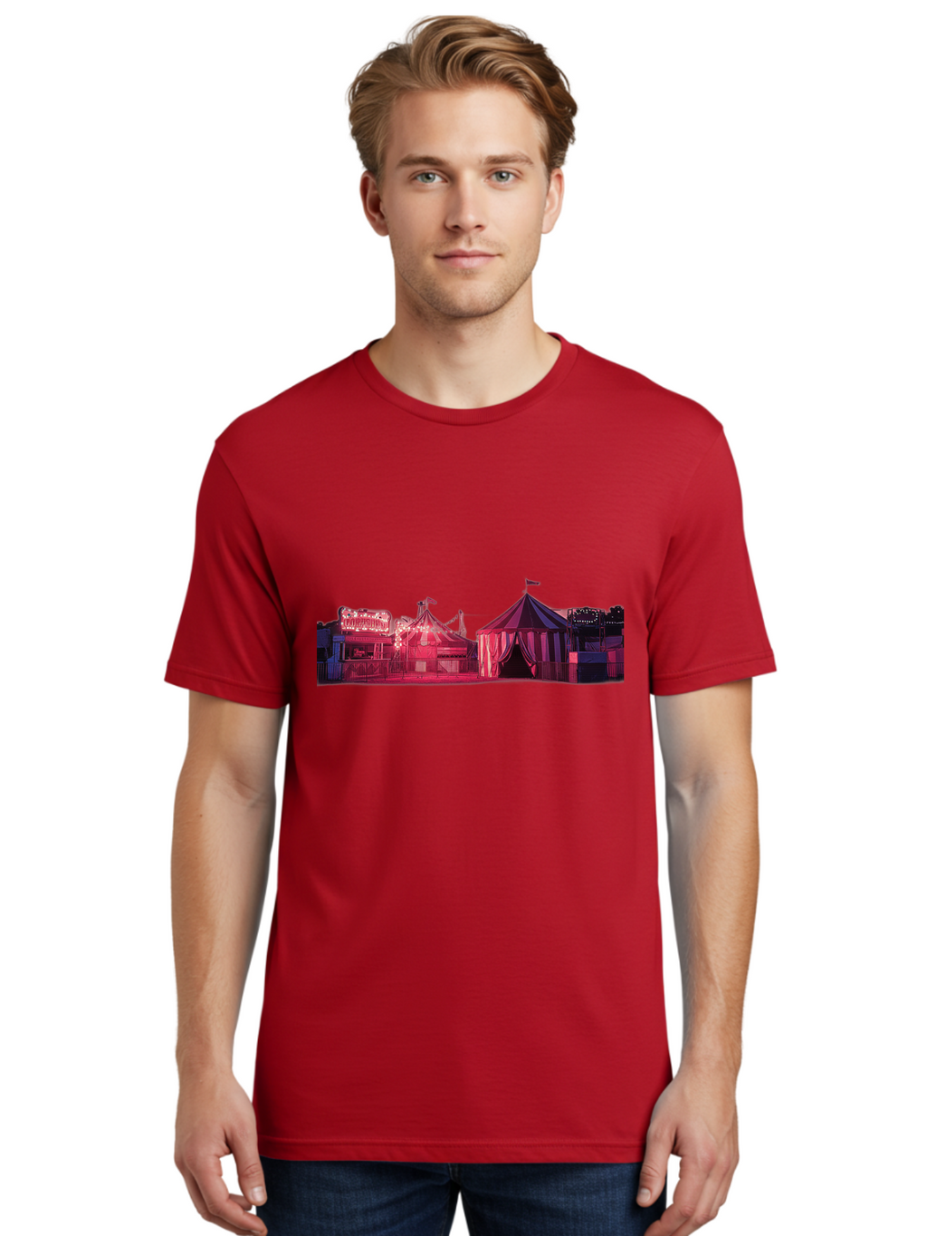 Carnival-Scene-2 Men'S Graphic Tee, 100% Cotton, Comfortable Casual Summer Wear, Machine Washable, Vintage Camera, Old Camera, Antique Camera, Black Camera, Classic Photography, Photography Equipment, Nostalgic Device, Film Camera, Camera Art Baj381
