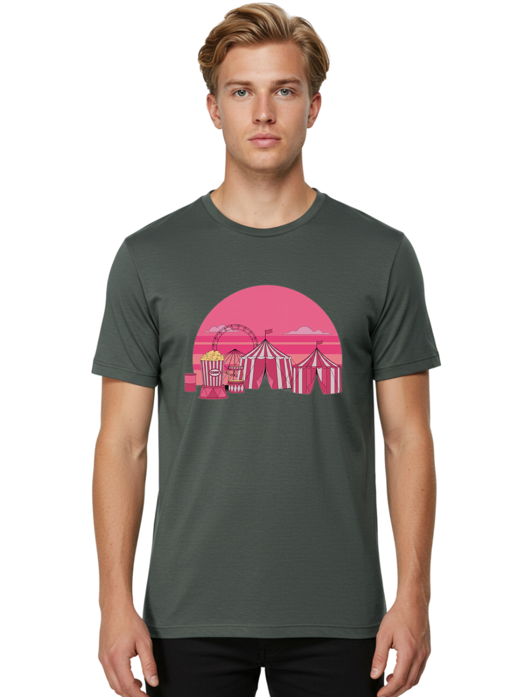Carnival-Scene Men'S Graphic Tee, 100% Cotton, Comfortable Casual Summer Wear, Machine Washable, Vintage Camera, Old Camera, Antique Camera, Black Camera, Classic Photography, Photography Equipment, Nostalgic Device, Film Camera, Camera Art Baj382