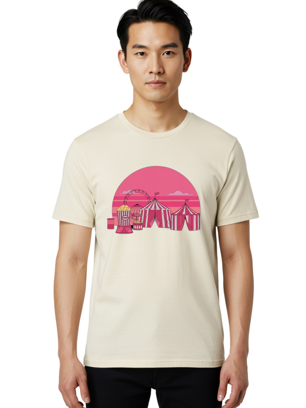 Carnival-Scene Men'S Graphic Tee, 100% Cotton, Comfortable Casual Summer Wear, Machine Washable, Vintage Camera, Old Camera, Antique Camera, Black Camera, Classic Photography, Photography Equipment, Nostalgic Device, Film Camera, Camera Art Baj382