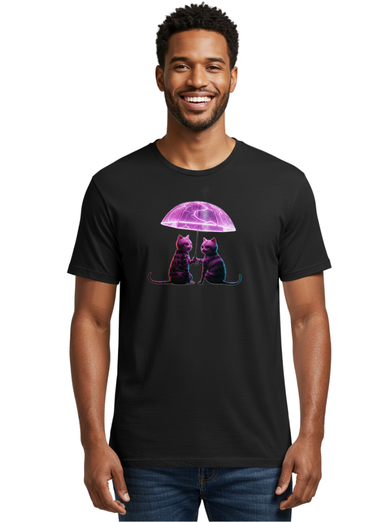 Cats-Under-Electric-Umbrella Men'S Graphic Tee, 100% Cotton, Comfortable Casual Summer Wear, Machine Washable, Vintage Camera, Old Camera, Antique Camera, Black Camera, Classic Photography, Photography Equipment, Nostalgic Device, Film Camera, Baj388
