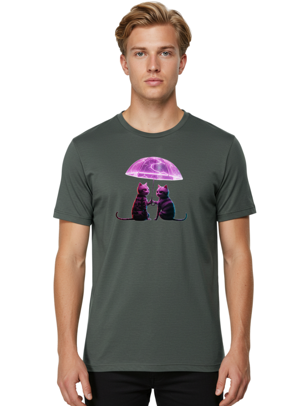 Cats-Under-Electric-Umbrella Men'S Graphic Tee, 100% Cotton, Comfortable Casual Summer Wear, Machine Washable, Vintage Camera, Old Camera, Antique Camera, Black Camera, Classic Photography, Photography Equipment, Nostalgic Device, Film Camera, Baj388
