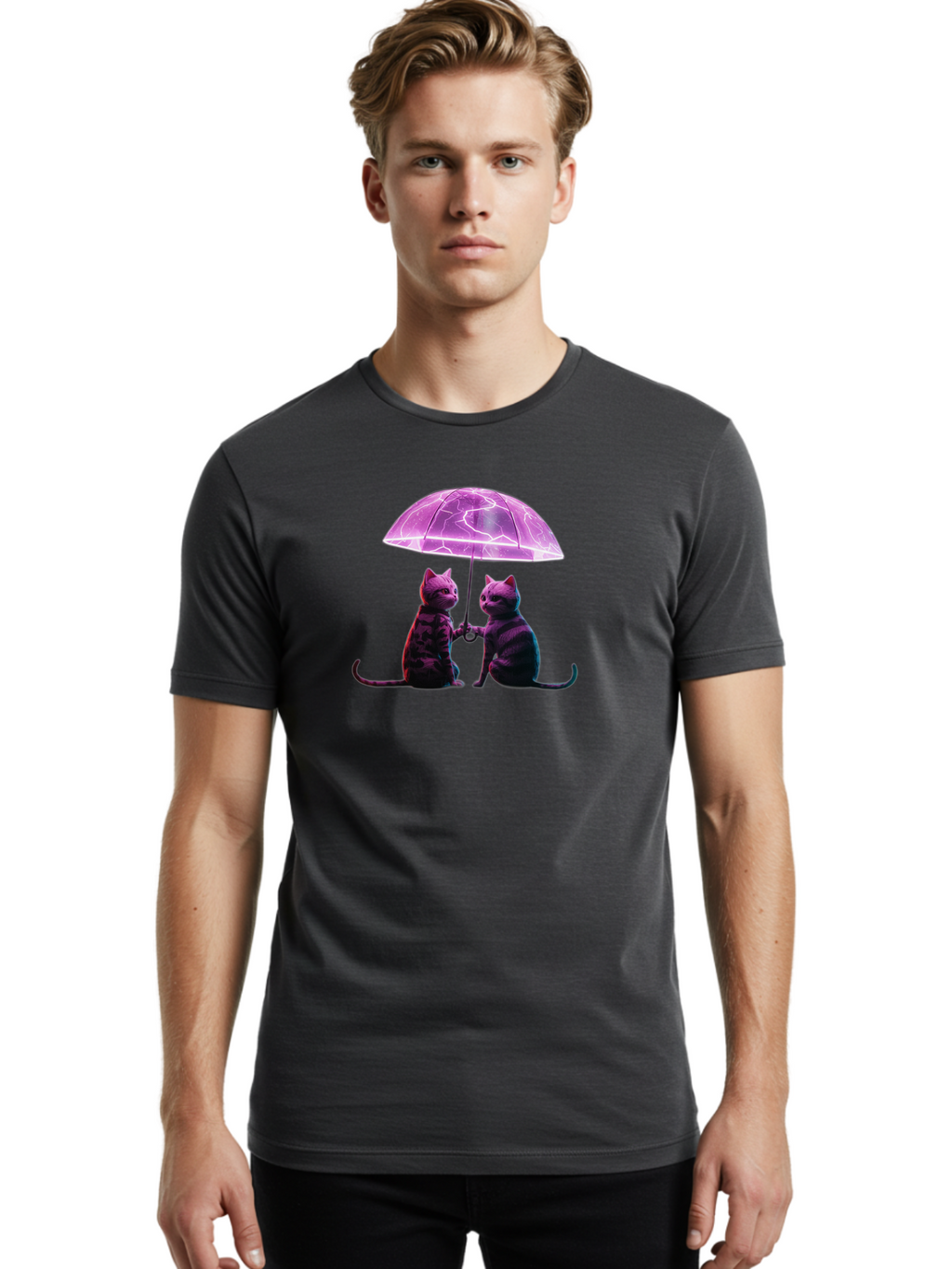 Cats-Under-Electric-Umbrella Men'S Graphic Tee, 100% Cotton, Comfortable Casual Summer Wear, Machine Washable, Vintage Camera, Old Camera, Antique Camera, Black Camera, Classic Photography, Photography Equipment, Nostalgic Device, Film Camera, Baj388
