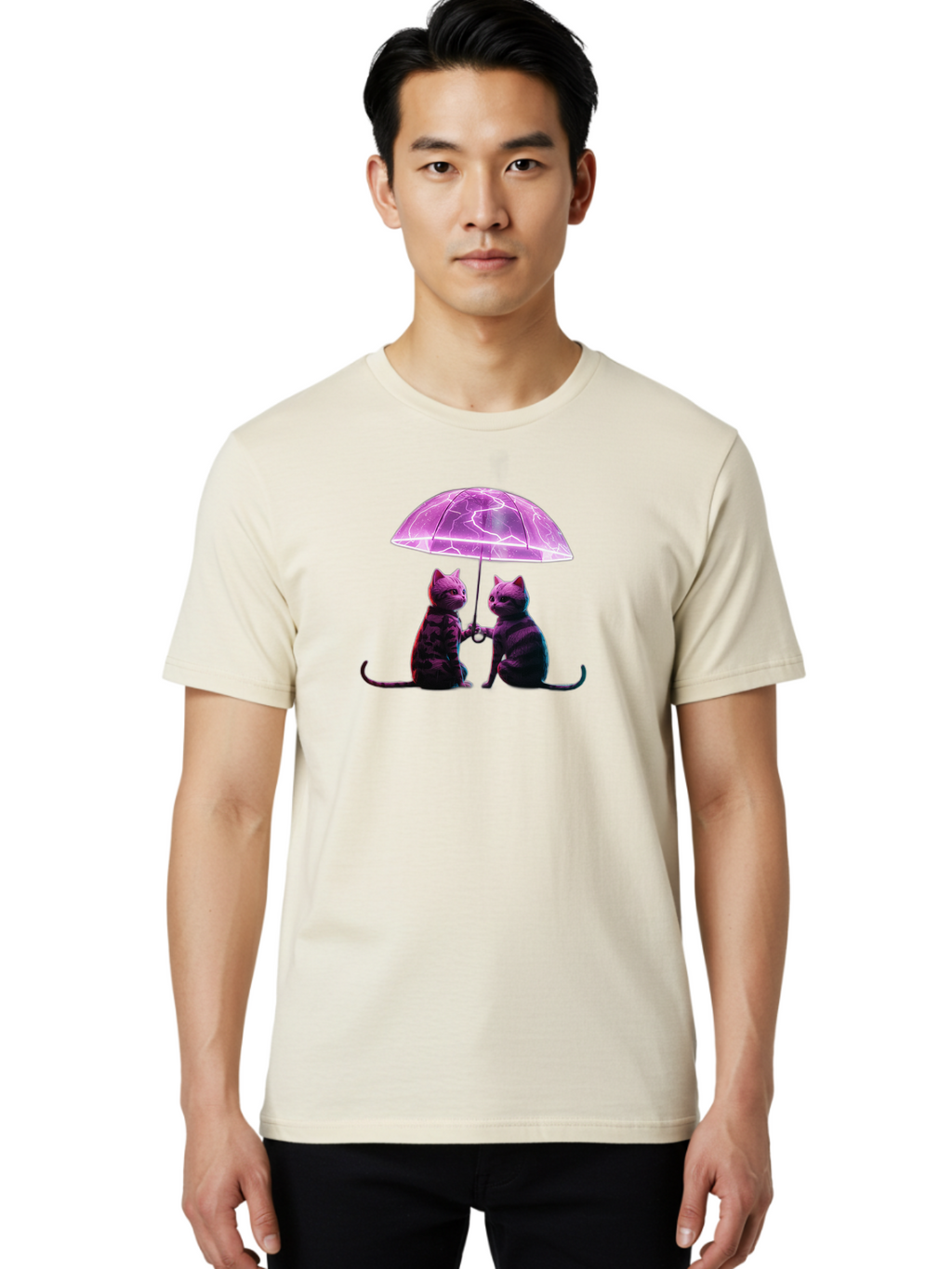 Cats-Under-Electric-Umbrella Men'S Graphic Tee, 100% Cotton, Comfortable Casual Summer Wear, Machine Washable, Vintage Camera, Old Camera, Antique Camera, Black Camera, Classic Photography, Photography Equipment, Nostalgic Device, Film Camera, Baj388