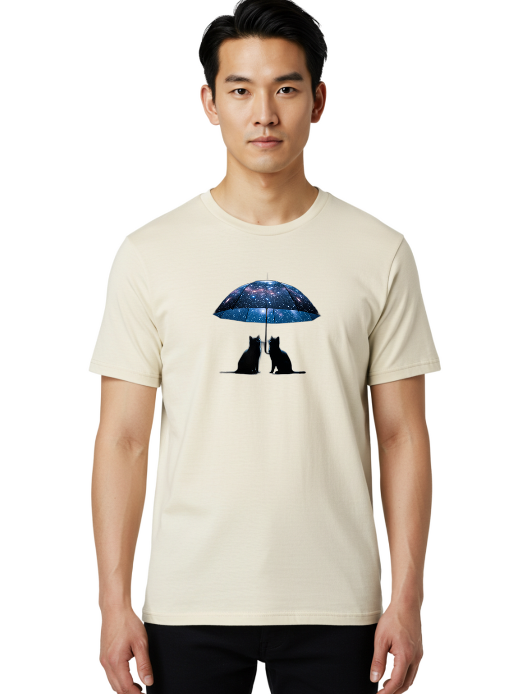 Cats-Under-Galaxy-Umbrella Men'S Graphic Tee, 100% Cotton, Comfortable Casual Summer Wear, Machine Washable, Vintage Camera, Old Camera, Antique Camera, Black Camera, Classic Photography, Photography Equipment, Nostalgic Device, Film Camera, Baj389