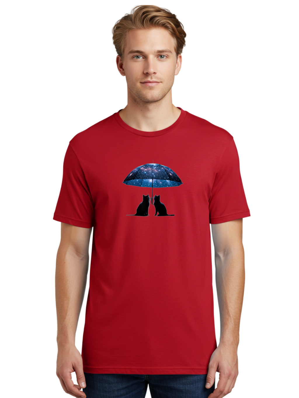 Cats-Under-Galaxy-Umbrella Men'S Graphic Tee, 100% Cotton, Comfortable Casual Summer Wear, Machine Washable, Vintage Camera, Old Camera, Antique Camera, Black Camera, Classic Photography, Photography Equipment, Nostalgic Device, Film Camera, Baj389