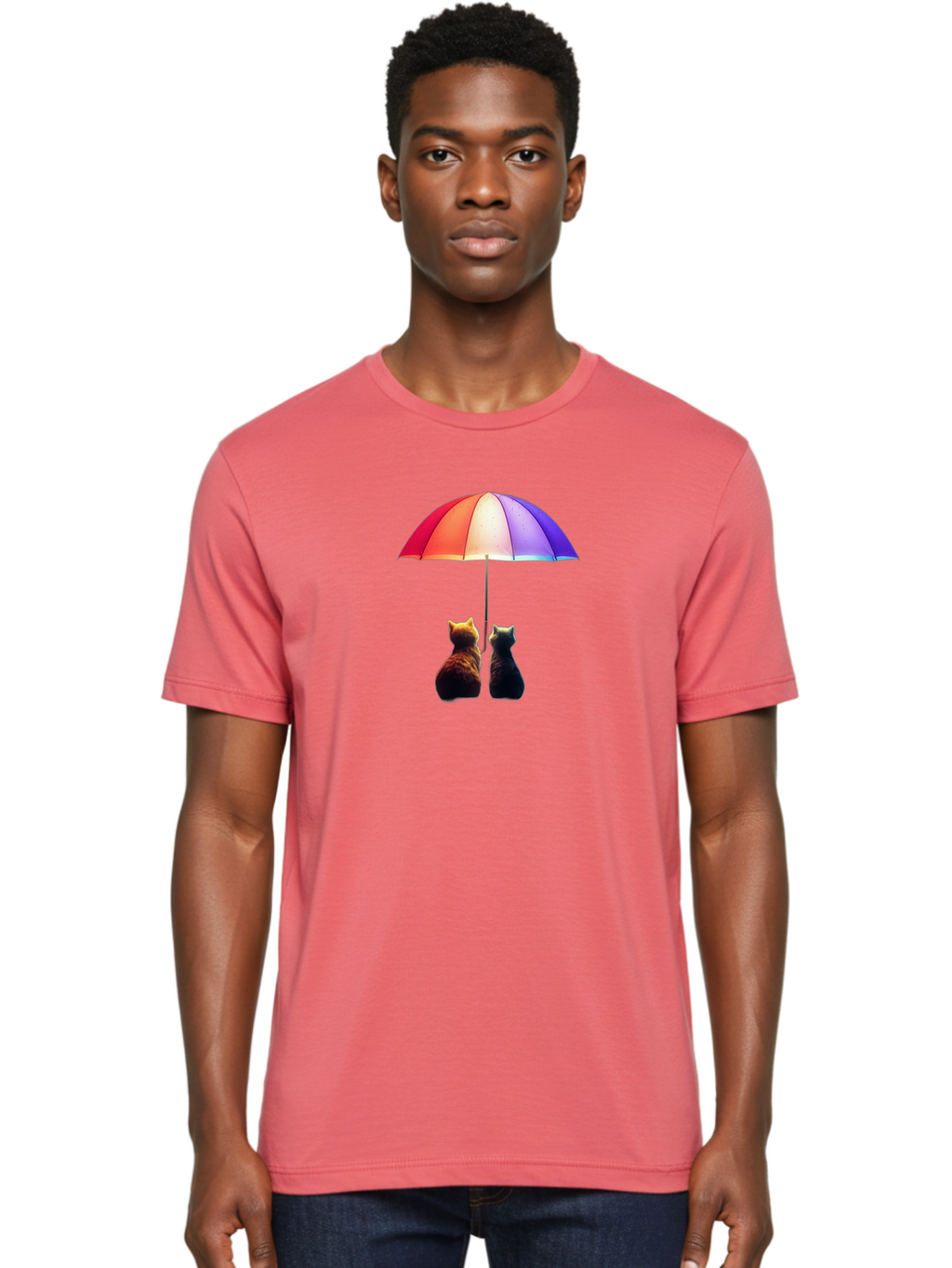 Cats-Under-Umbrella-1 Men'S Graphic Tee, 100% Cotton, Comfortable Casual Summer Wear, Machine Washable, Vintage Camera, Old Camera, Antique Camera, Black Camera, Classic Photography, Photography Equipment, Nostalgic Device, Film Camera, Baj390