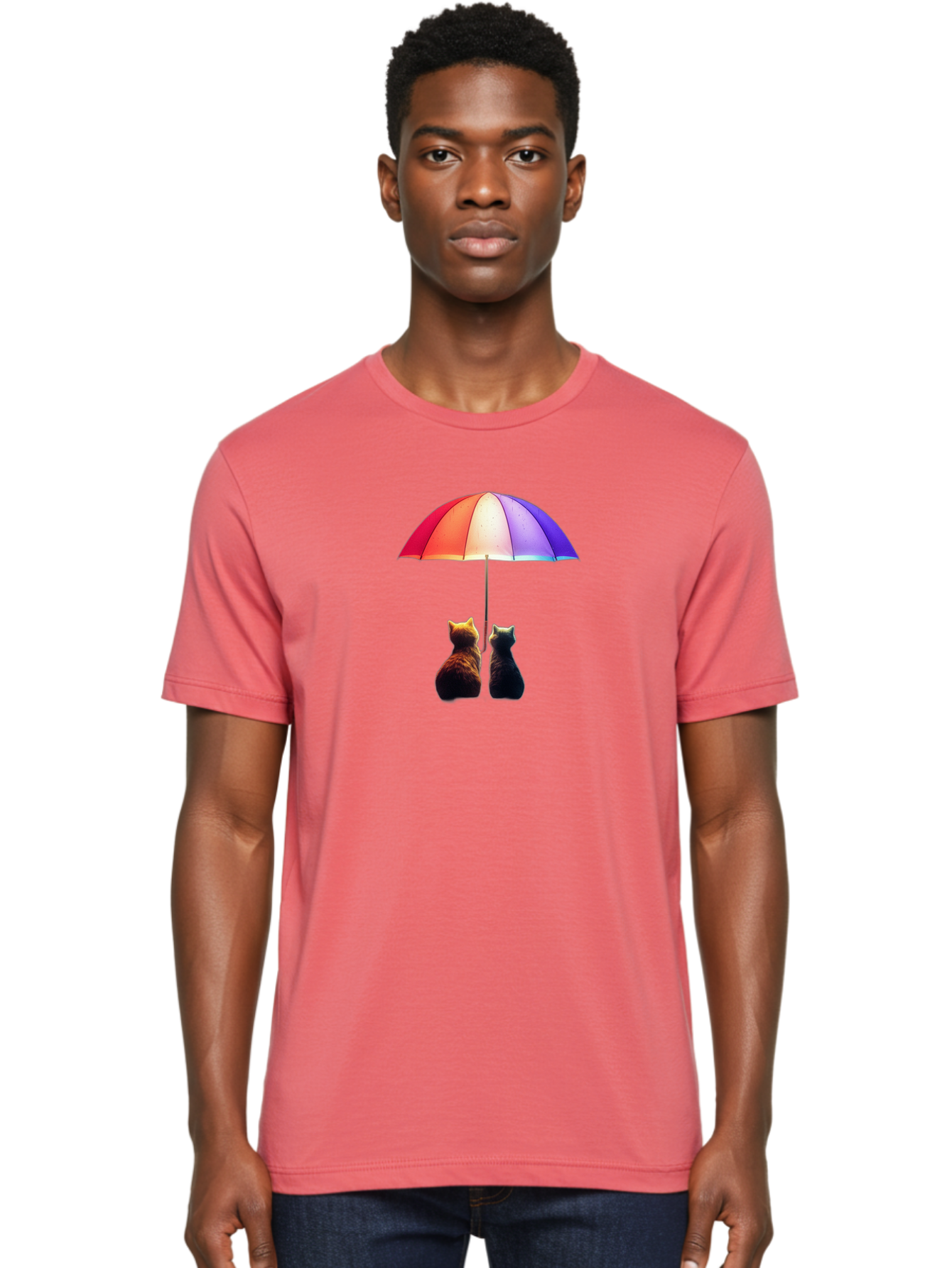 Cats-Under-Umbrella-1 Men'S Graphic Tee, 100% Cotton, Comfortable Casual Summer Wear, Machine Washable, Vintage Camera, Old Camera, Antique Camera, Black Camera, Classic Photography, Photography Equipment, Nostalgic Device, Film Camera, Baj390