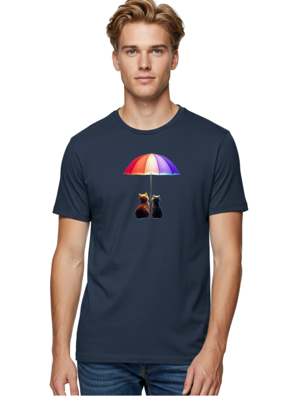 Cats-Under-Umbrella-1 Men'S Graphic Tee, 100% Cotton, Comfortable Casual Summer Wear, Machine Washable, Vintage Camera, Old Camera, Antique Camera, Black Camera, Classic Photography, Photography Equipment, Nostalgic Device, Film Camera, Baj390