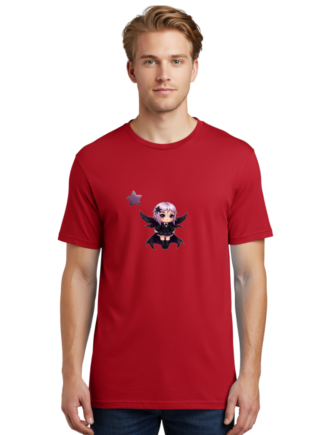 Chibi-Girl-With-Wings Men'S Graphic Tee, 100% Cotton, Comfortable Casual Summer Wear, Machine Washable, Vintage Camera, Old Camera, Antique Camera, Black Camera, Classic Photography, Photography Equipment, Nostalgic Device, Film Camera, Baj392
