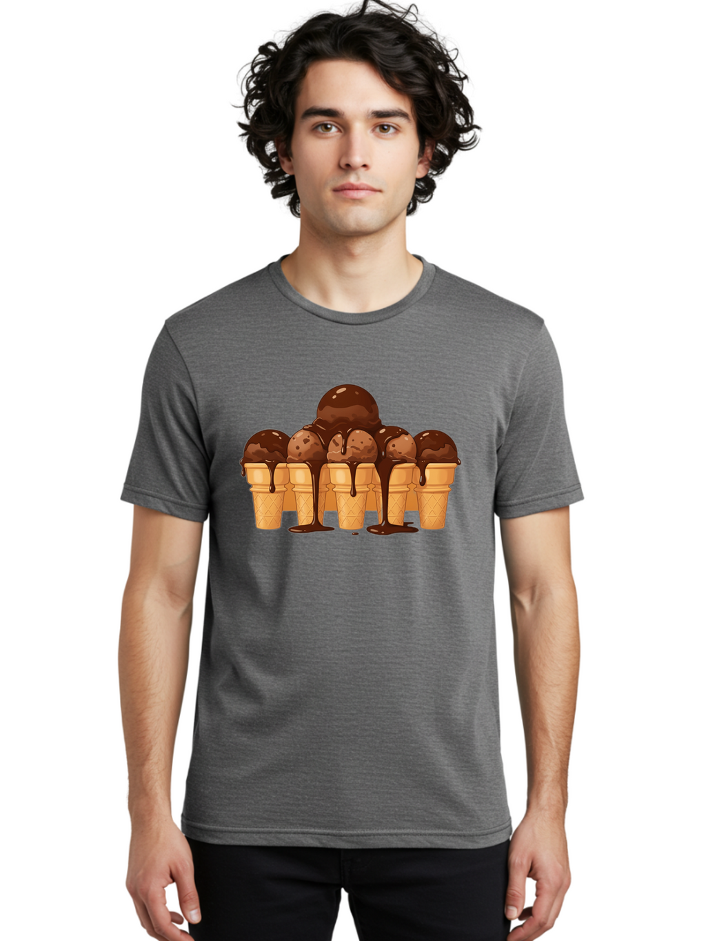 Chocolate-Ice-Cream-Cones-1 Men'S Graphic Tee, 100% Cotton, Comfortable Casual Summer Wear, Machine Washable, Vintage Camera, Old Camera, Antique Camera, Black Camera, Classic Photography, Photography Equipment, Nostalgic Device, Film Camera, Baj393