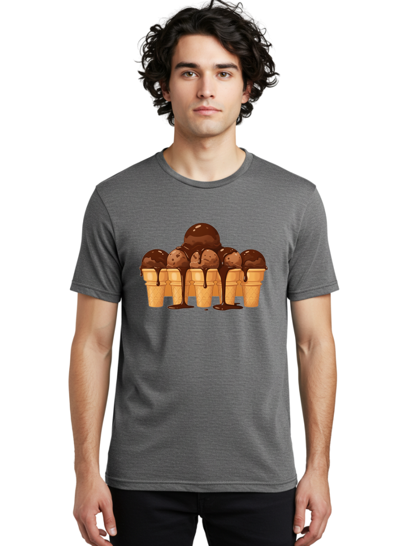 Chocolate-Ice-Cream-Cones-1 Men'S Graphic Tee, 100% Cotton, Comfortable Casual Summer Wear, Machine Washable, Vintage Camera, Old Camera, Antique Camera, Black Camera, Classic Photography, Photography Equipment, Nostalgic Device, Film Camera, Baj393