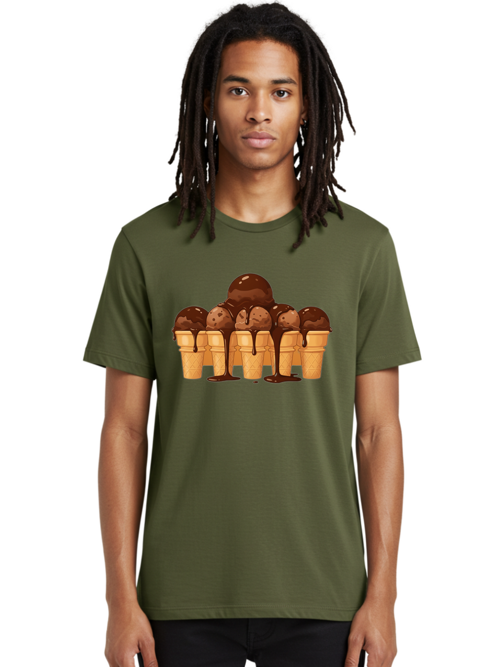 Chocolate-Ice-Cream-Cones-1 Men'S Graphic Tee, 100% Cotton, Comfortable Casual Summer Wear, Machine Washable, Vintage Camera, Old Camera, Antique Camera, Black Camera, Classic Photography, Photography Equipment, Nostalgic Device, Film Camera, Baj393