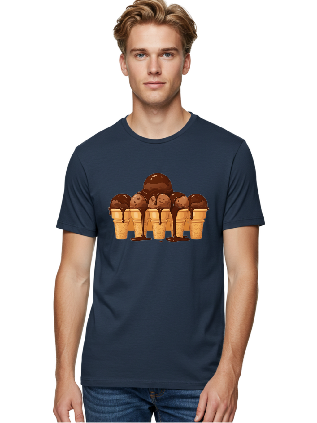 Chocolate-Ice-Cream-Cones-1 Men'S Graphic Tee, 100% Cotton, Comfortable Casual Summer Wear, Machine Washable, Vintage Camera, Old Camera, Antique Camera, Black Camera, Classic Photography, Photography Equipment, Nostalgic Device, Film Camera, Baj393