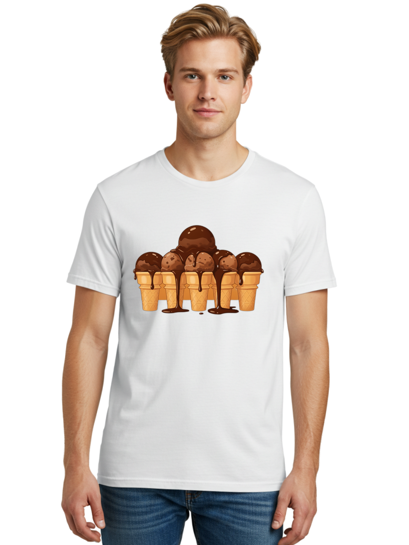 Chocolate-Ice-Cream-Cones-1 Men'S Graphic Tee, 100% Cotton, Comfortable Casual Summer Wear, Machine Washable, Vintage Camera, Old Camera, Antique Camera, Black Camera, Classic Photography, Photography Equipment, Nostalgic Device, Film Camera, Baj393