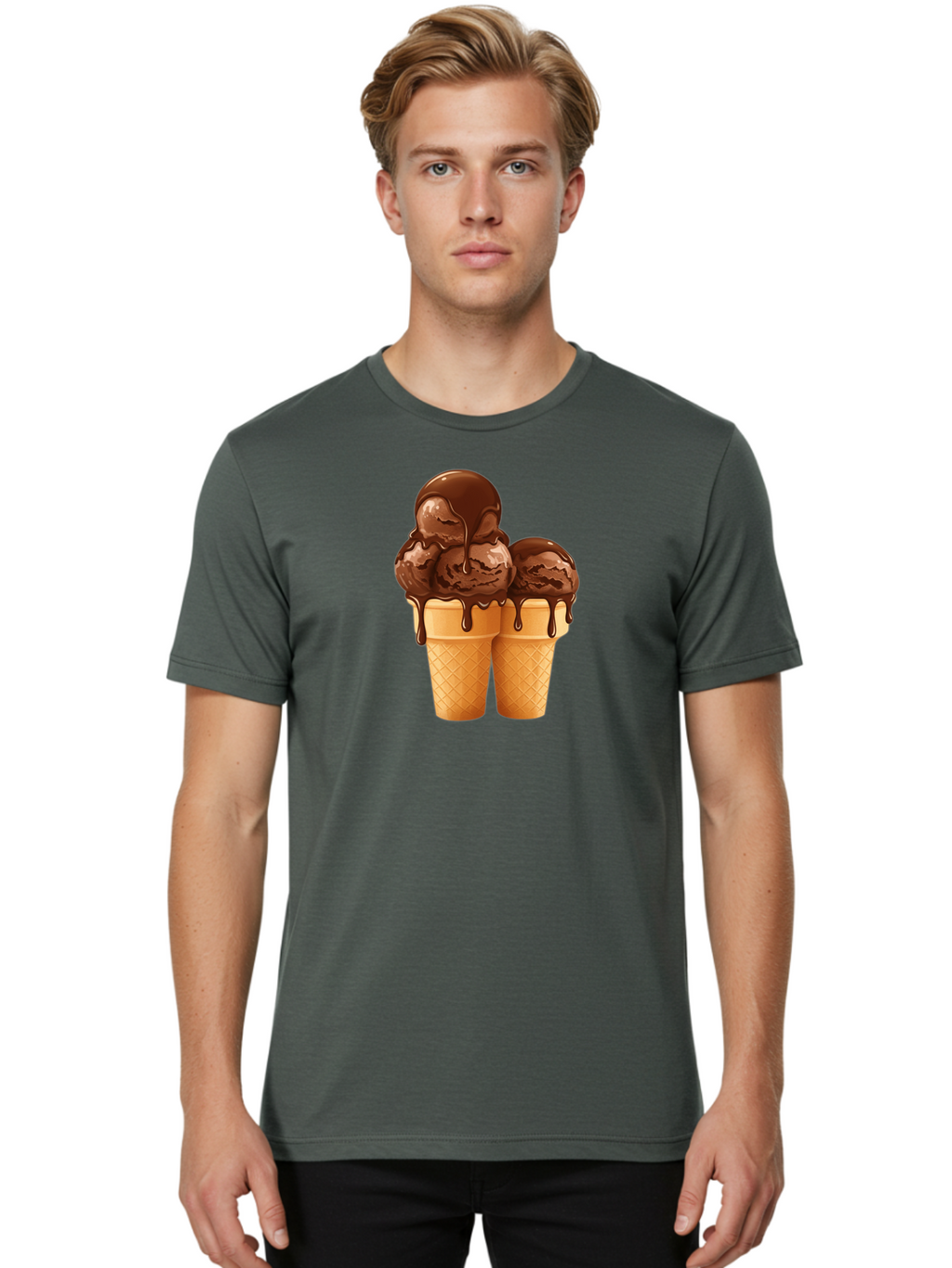 Chocolate-Ice-Cream-Cones Men'S Graphic Tee, 100% Cotton, Comfortable Casual Summer Wear, Machine Washable, Vintage Camera, Old Camera, Antique Camera, Black Camera, Classic Photography, Photography Equipment, Nostalgic Device, Film Camera, Baj394