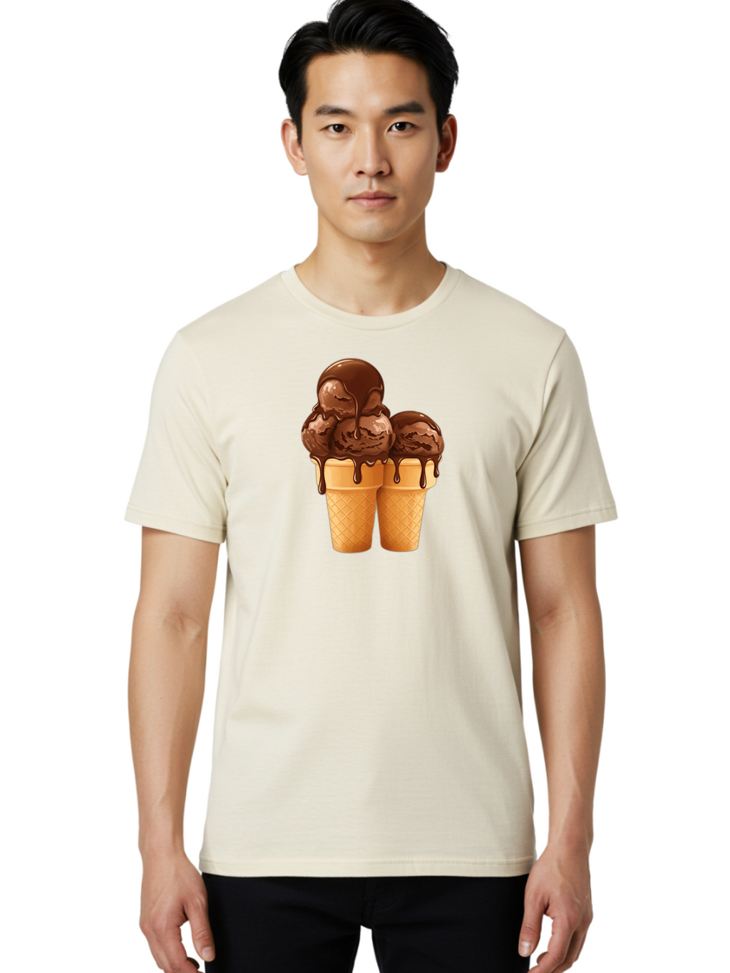 Chocolate-Ice-Cream-Cones Men'S Graphic Tee, 100% Cotton, Comfortable Casual Summer Wear, Machine Washable, Vintage Camera, Old Camera, Antique Camera, Black Camera, Classic Photography, Photography Equipment, Nostalgic Device, Film Camera, Baj394