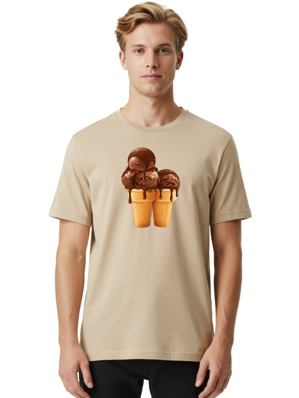 Chocolate-Ice-Cream-Cones Men'S Graphic Tee, 100% Cotton, Comfortable Casual Summer Wear, Machine Washable, Vintage Camera, Old Camera, Antique Camera, Black Camera, Classic Photography, Photography Equipment, Nostalgic Device, Film Camera, Baj394