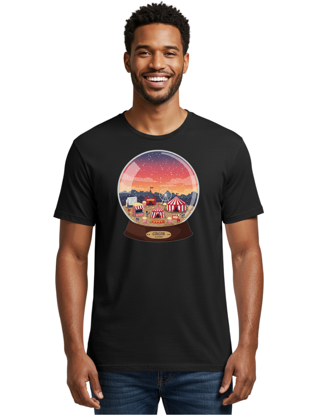 Circon-Snowglobe Men'S Graphic Tee, 100% Cotton, Comfortable Casual Summer Wear, Machine Washable, Vintage Camera, Old Camera, Antique Camera, Black Camera, Classic Photography, Photography Equipment, Nostalgic Device, Film Camera, Camera Art Baj396