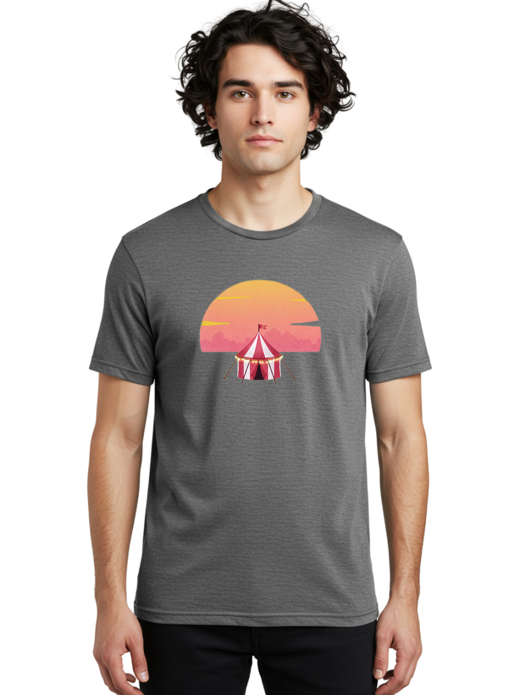 Circus-Tent-At-Sunset Men'S Graphic Tee, 100% Cotton, Comfortable Casual Summer Wear, Machine Washable, Vintage Camera, Old Camera, Antique Camera, Black Camera, Classic Photography, Photography Equipment, Nostalgic Device, Film Camera, Baj403