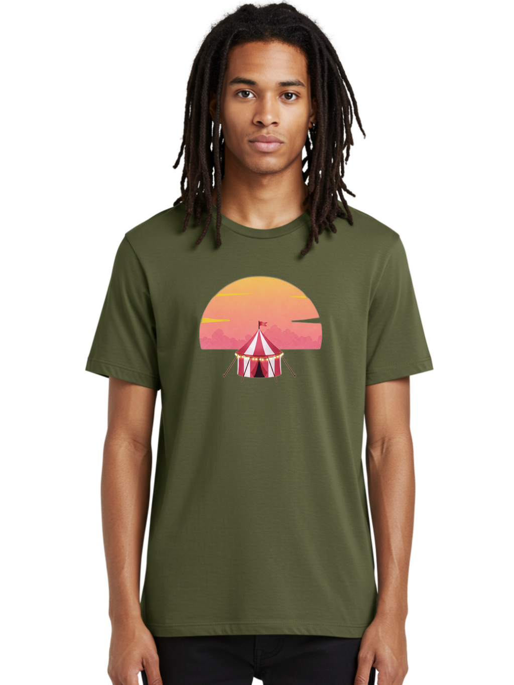 Circus-Tent-At-Sunset Men'S Graphic Tee, 100% Cotton, Comfortable Casual Summer Wear, Machine Washable, Vintage Camera, Old Camera, Antique Camera, Black Camera, Classic Photography, Photography Equipment, Nostalgic Device, Film Camera, Baj403