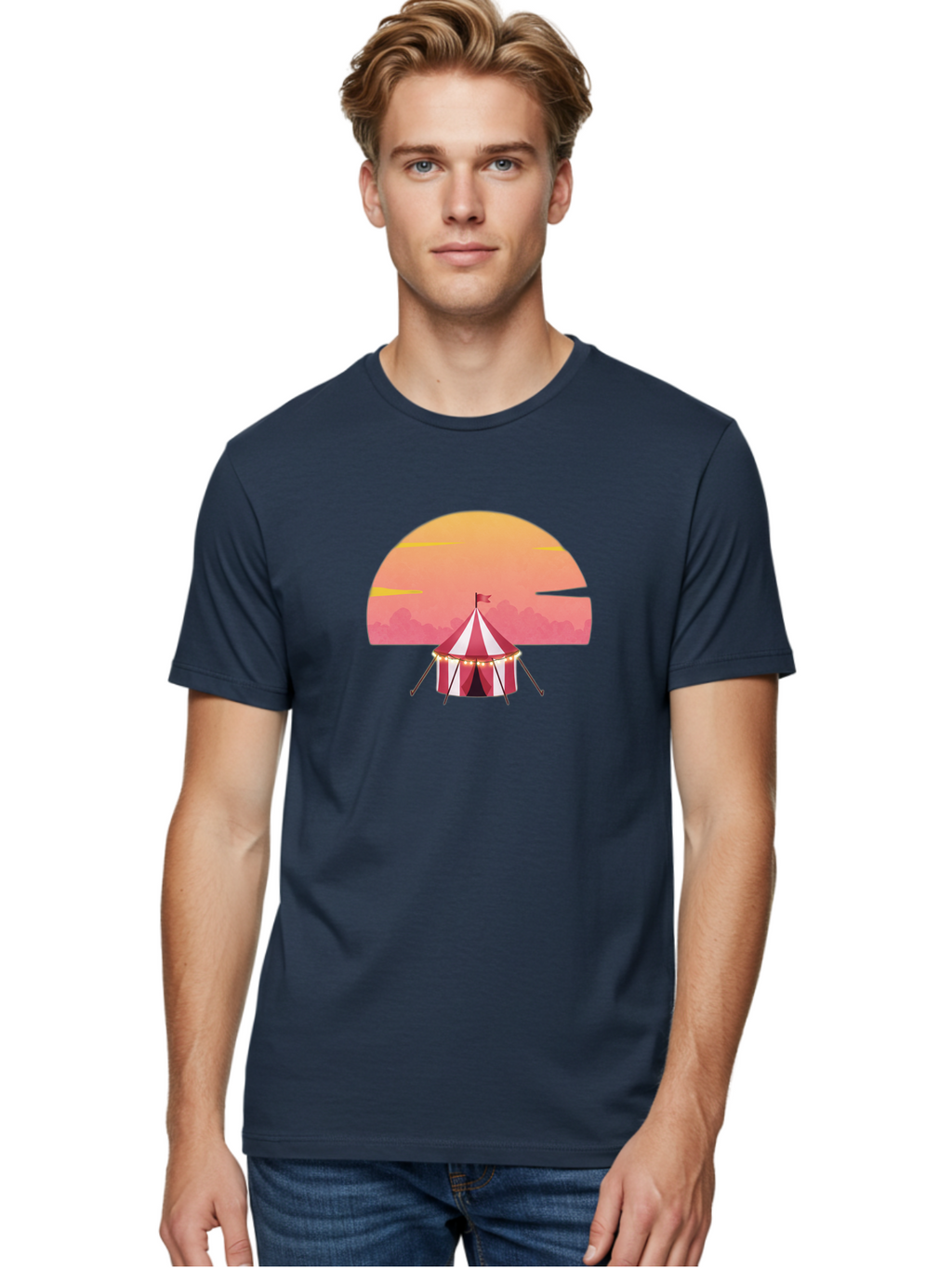 Circus-Tent-At-Sunset Men'S Graphic Tee, 100% Cotton, Comfortable Casual Summer Wear, Machine Washable, Vintage Camera, Old Camera, Antique Camera, Black Camera, Classic Photography, Photography Equipment, Nostalgic Device, Film Camera, Baj403