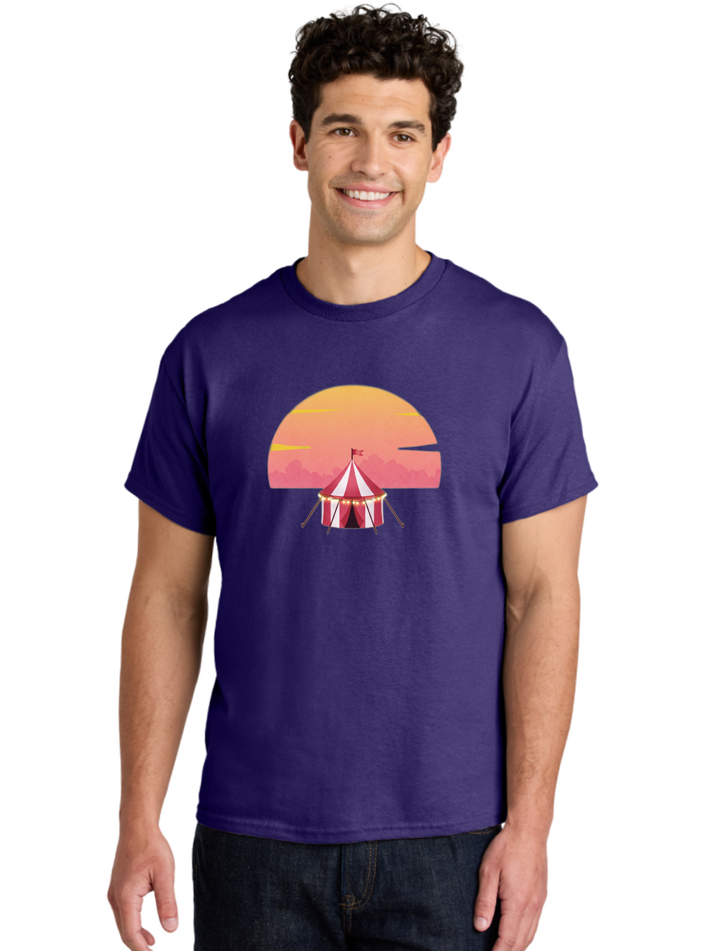 Circus-Tent-At-Sunset Men'S Graphic Tee, 100% Cotton, Comfortable Casual Summer Wear, Machine Washable, Vintage Camera, Old Camera, Antique Camera, Black Camera, Classic Photography, Photography Equipment, Nostalgic Device, Film Camera, Baj403
