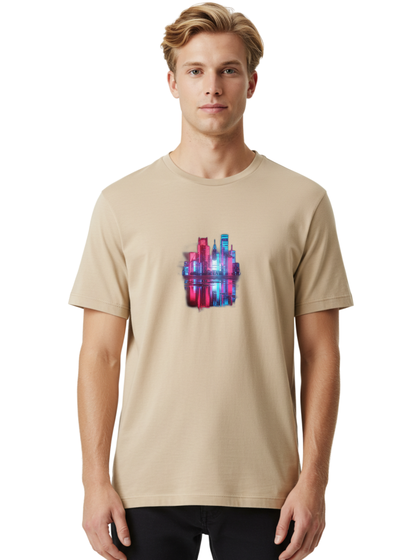 Cityscape-Illustration Men'S Graphic Tee, 100% Cotton, Comfortable Casual Summer Wear, Machine Washable, Vintage Camera, Old Camera, Antique Camera, Black Camera, Classic Photography, Photography Equipment, Nostalgic Device, Film Camera, Baj407