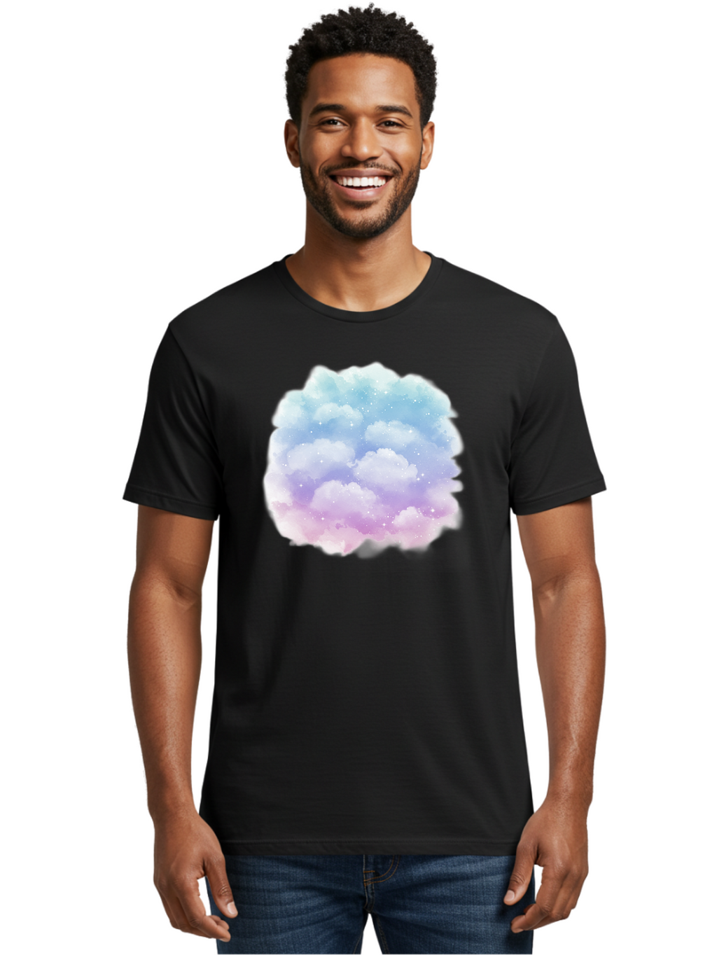 Clouds-1 Men'S Graphic Tee, 100% Cotton, Comfortable Casual Summer Wear, Machine Washable, Vintage Camera, Old Camera, Antique Camera, Black Camera, Classic Photography, Photography Equipment, Nostalgic Device, Film Camera, Camera Art Baj410