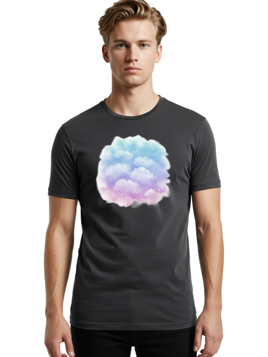 Clouds-1 Men'S Graphic Tee, 100% Cotton, Comfortable Casual Summer Wear, Machine Washable, Vintage Camera, Old Camera, Antique Camera, Black Camera, Classic Photography, Photography Equipment, Nostalgic Device, Film Camera, Camera Art Baj410