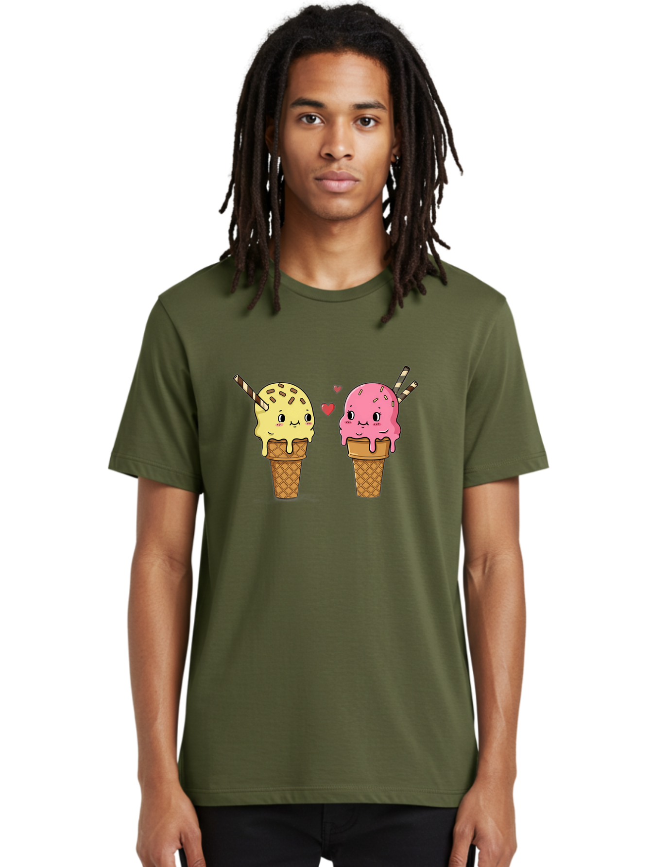 Couple-Ice-Cream Men'S Graphic Tee, 100% Cotton, Comfortable Casual Summer Wear, Machine Washable, Vintage Camera, Old Camera, Antique Camera, Black Camera, Classic Photography, Photography Equipment, Nostalgic Device, Film Camera, Camera Art Baj417