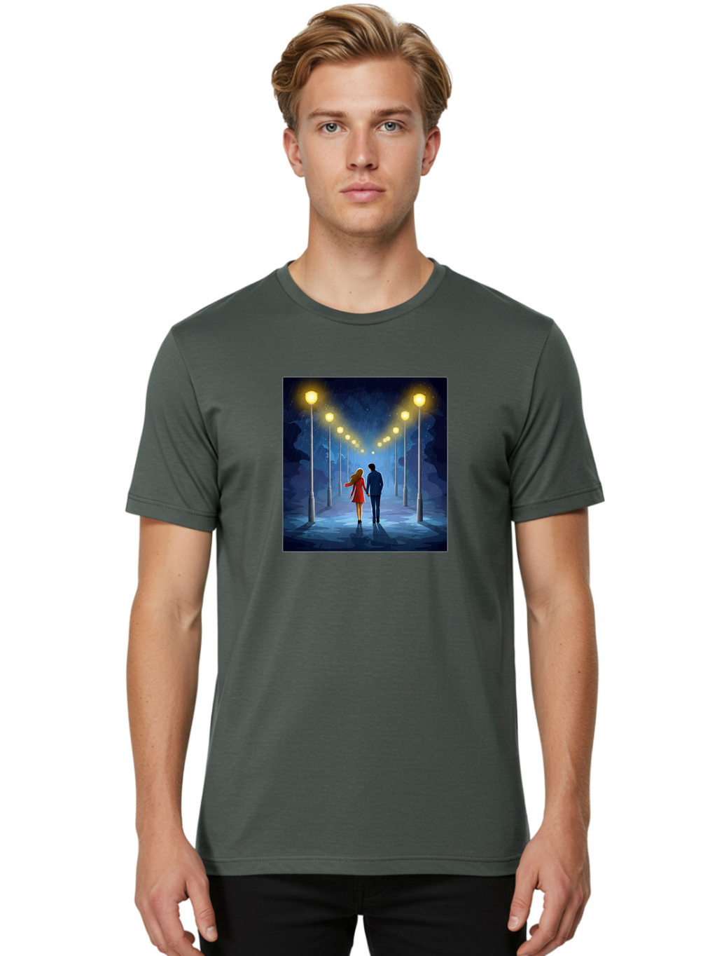 Couple-Walking-Hand-In-Hand Men'S Graphic Tee, 100% Cotton, Comfortable Casual Summer Wear, Machine Washable, Vintage Camera, Old Camera, Antique Camera, Black Camera, Classic Photography, Photography Equipment, Nostalgic Device, Film Camera, Baj419
