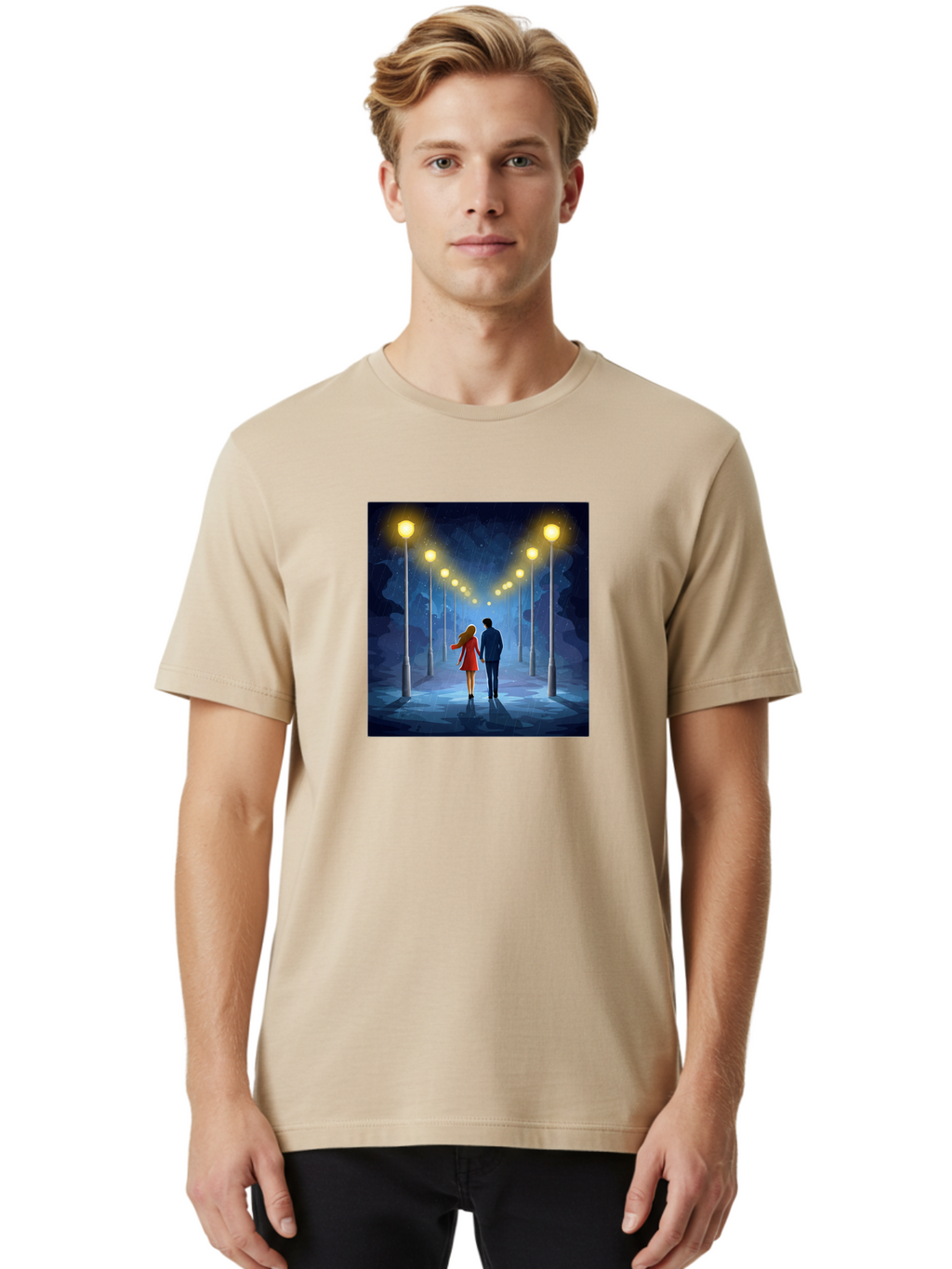 Couple-Walking-Hand-In-Hand Men'S Graphic Tee, 100% Cotton, Comfortable Casual Summer Wear, Machine Washable, Vintage Camera, Old Camera, Antique Camera, Black Camera, Classic Photography, Photography Equipment, Nostalgic Device, Film Camera, Baj419