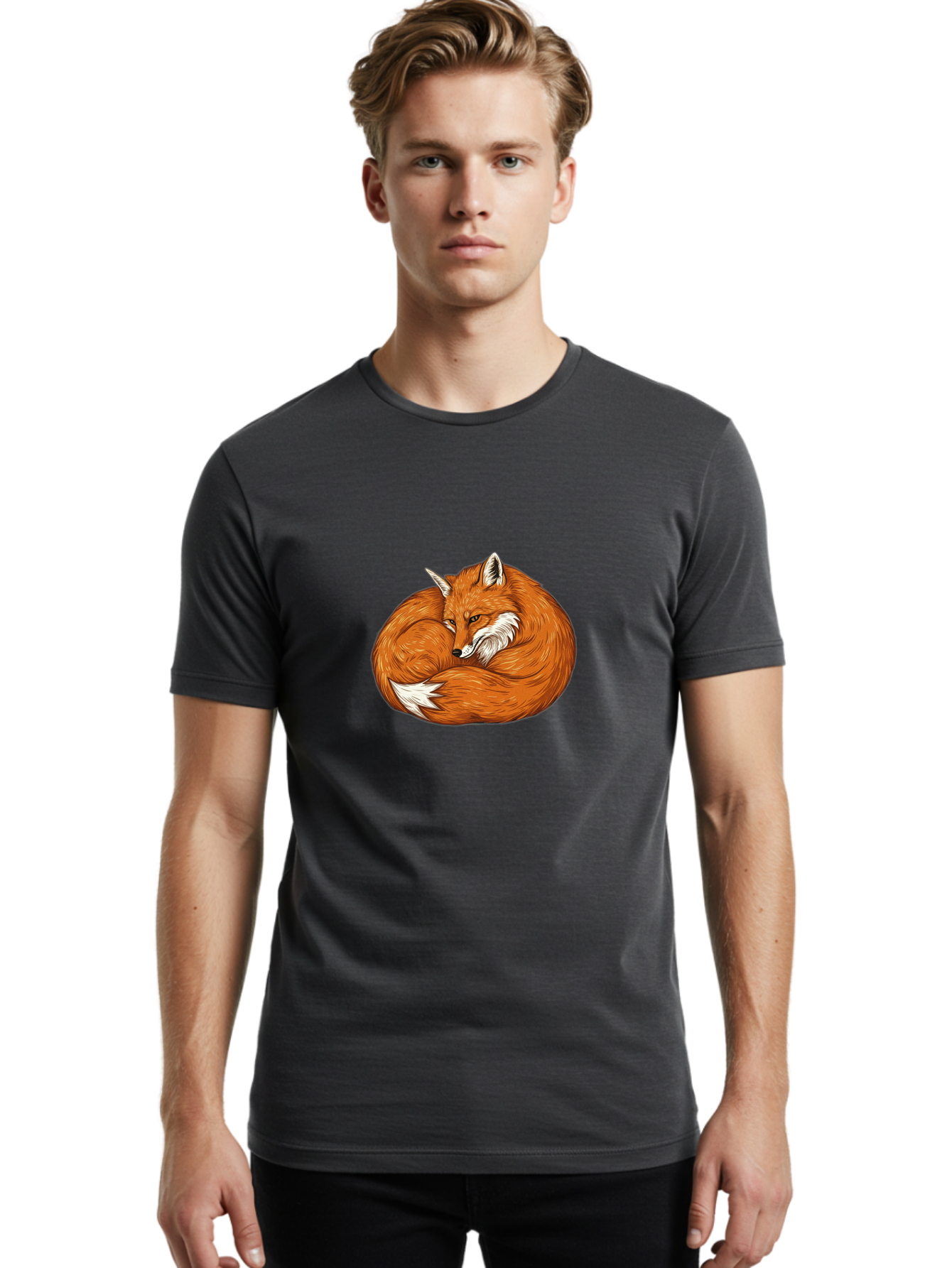 Curled-Fox-1 Men'S Graphic Tee, 100% Cotton, Comfortable Casual Summer Wear, Machine Washable, Vintage Camera, Old Camera, Antique Camera, Black Camera, Classic Photography, Photography Equipment, Nostalgic Device, Film Camera, Camera Art Baj425