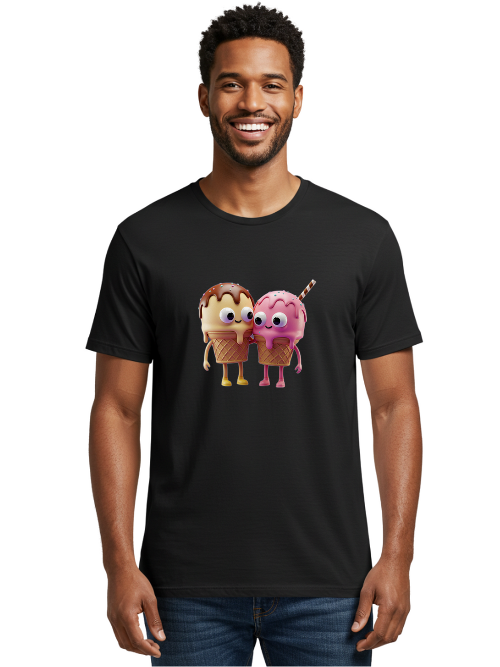 Cute-Ice-Cream-Cones Men'S Graphic Tee, 100% Cotton, Comfortable Casual Summer Wear, Machine Washable, Vintage Camera, Old Camera, Antique Camera, Black Camera, Classic Photography, Photography Equipment, Nostalgic Device, Film Camera, Baj431