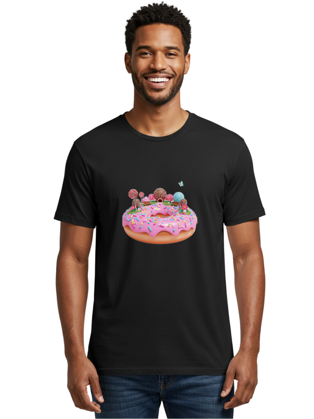 Donut-With-Sprinkles-And-Lollipops Men'S Graphic Tee, 100% Cotton, Comfortable Casual Summer Wear, Machine Washable, Vintage Camera, Old Camera, Antique Camera, Black Camera, Classic Photography, Photography Equipment, Nostalgic Device, Baj436