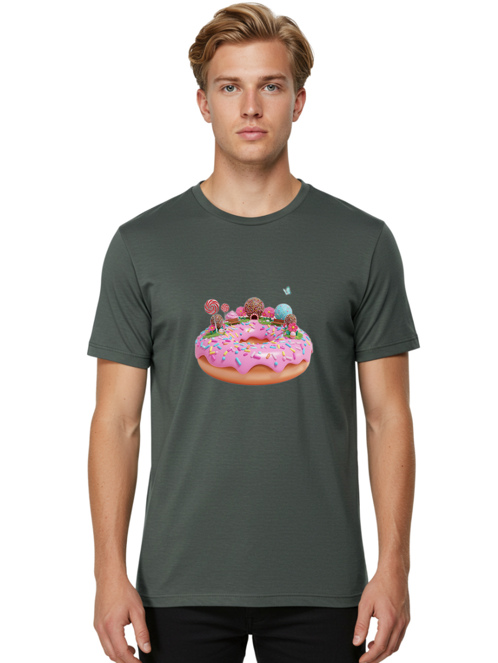 Donut-With-Sprinkles-And-Lollipops Men'S Graphic Tee, 100% Cotton, Comfortable Casual Summer Wear, Machine Washable, Vintage Camera, Old Camera, Antique Camera, Black Camera, Classic Photography, Photography Equipment, Nostalgic Device, Baj436