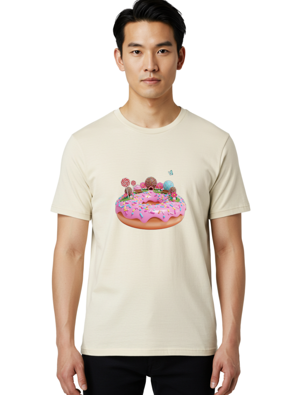 Donut-With-Sprinkles-And-Lollipops Men'S Graphic Tee, 100% Cotton, Comfortable Casual Summer Wear, Machine Washable, Vintage Camera, Old Camera, Antique Camera, Black Camera, Classic Photography, Photography Equipment, Nostalgic Device, Baj436