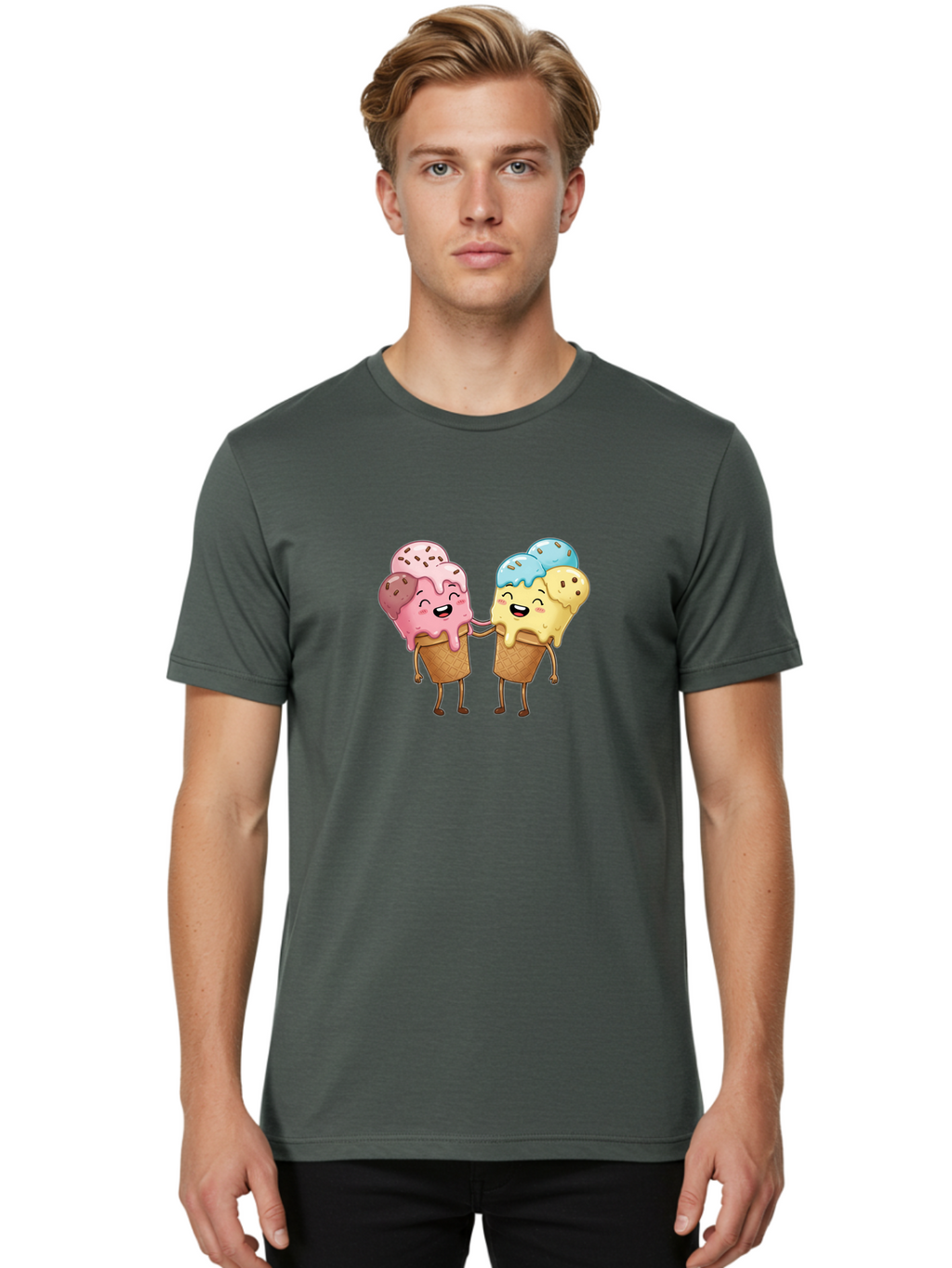 Double-Icecream Men'S Graphic Tee, 100% Cotton, Comfortable Casual Summer Wear, Machine Washable, Vintage Camera, Old Camera, Antique Camera, Black Camera, Classic Photography, Photography Equipment, Nostalgic Device, Film Camera, Camera Art Baj437