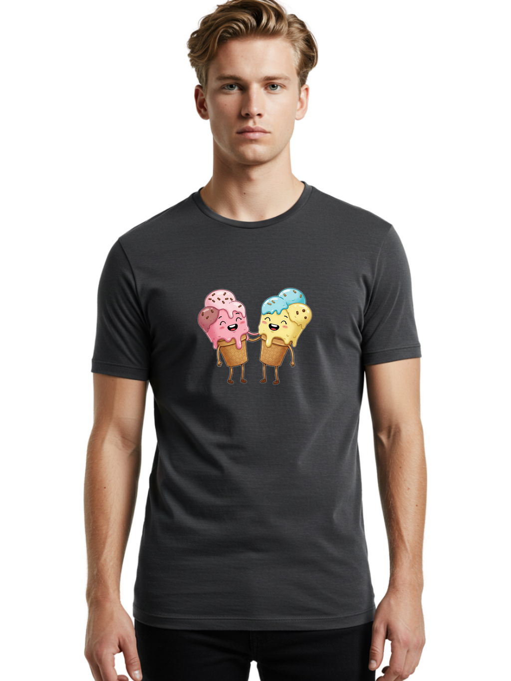 Double-Icecream Men'S Graphic Tee, 100% Cotton, Comfortable Casual Summer Wear, Machine Washable, Vintage Camera, Old Camera, Antique Camera, Black Camera, Classic Photography, Photography Equipment, Nostalgic Device, Film Camera, Camera Art Baj437
