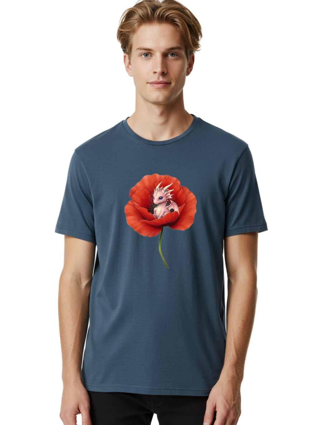Dragon-In-Poppy-1 Men'S Graphic Tee, 100% Cotton, Comfortable Casual Summer Wear, Machine Washable, Vintage Camera, Old Camera, Antique Camera, Black Camera, Classic Photography, Photography Equipment, Nostalgic Device, Film Camera, Camera Art Baj441