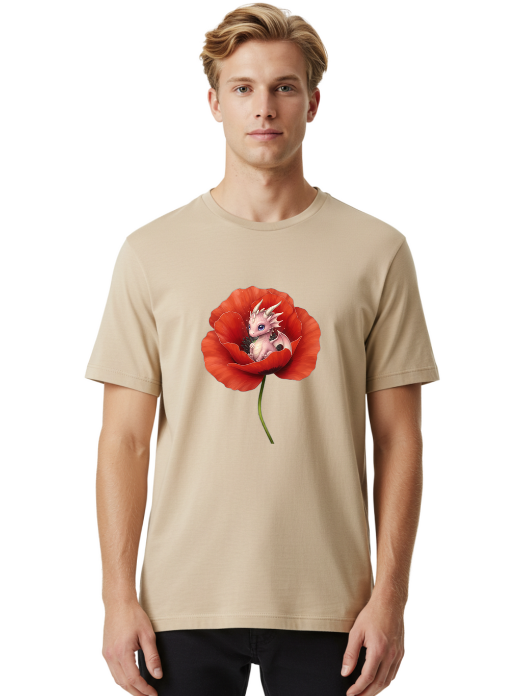 Dragon-In-Poppy-1 Men'S Graphic Tee, 100% Cotton, Comfortable Casual Summer Wear, Machine Washable, Vintage Camera, Old Camera, Antique Camera, Black Camera, Classic Photography, Photography Equipment, Nostalgic Device, Film Camera, Camera Art Baj441