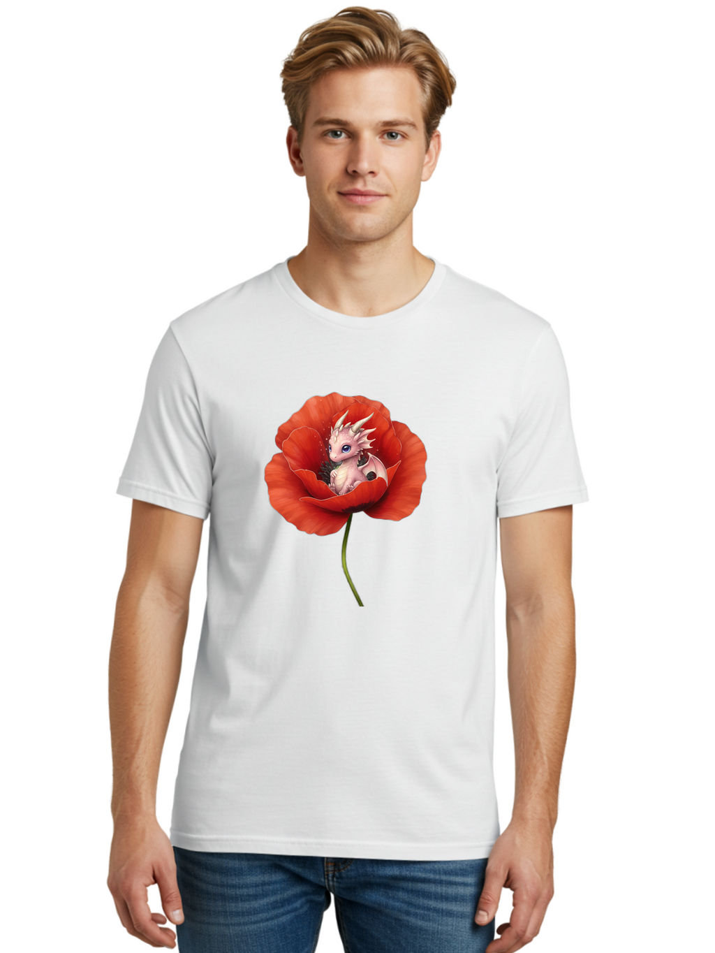 Dragon-In-Poppy-1 Men'S Graphic Tee, 100% Cotton, Comfortable Casual Summer Wear, Machine Washable, Vintage Camera, Old Camera, Antique Camera, Black Camera, Classic Photography, Photography Equipment, Nostalgic Device, Film Camera, Camera Art Baj441