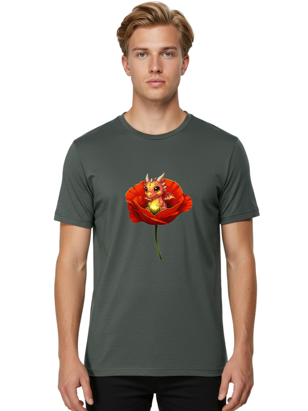 Dragon-In-Poppy-2 Men'S Graphic Tee, 100% Cotton, Comfortable Casual Summer Wear, Machine Washable, Vintage Camera, Old Camera, Antique Camera, Black Camera, Classic Photography, Photography Equipment, Nostalgic Device, Film Camera, Camera Art Baj442