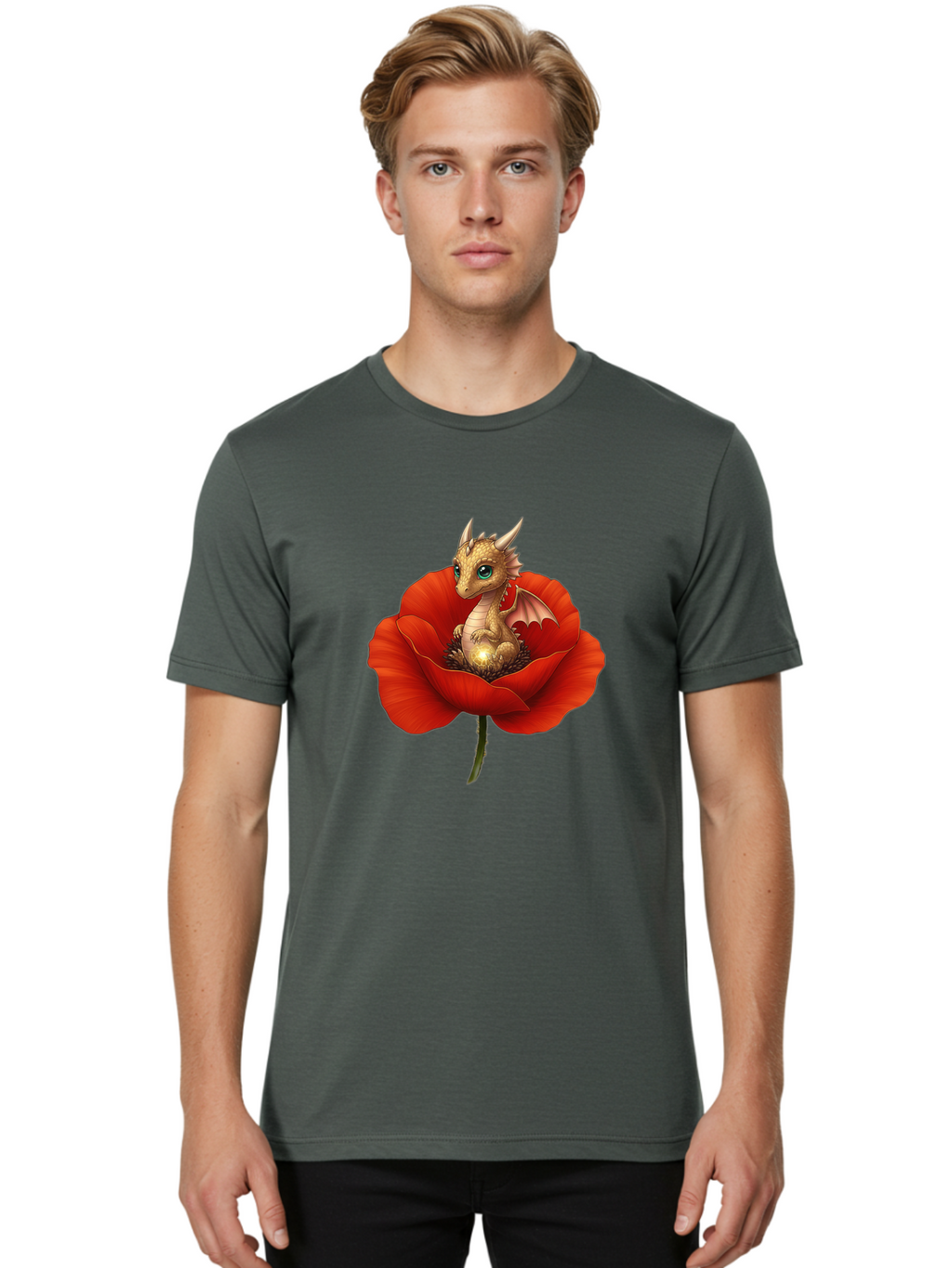 Dragon-In-Poppy-3 Men'S Graphic Tee, 100% Cotton, Comfortable Casual Summer Wear, Machine Washable, Vintage Camera, Old Camera, Antique Camera, Black Camera, Classic Photography, Photography Equipment, Nostalgic Device, Film Camera, Camera Art Baj443