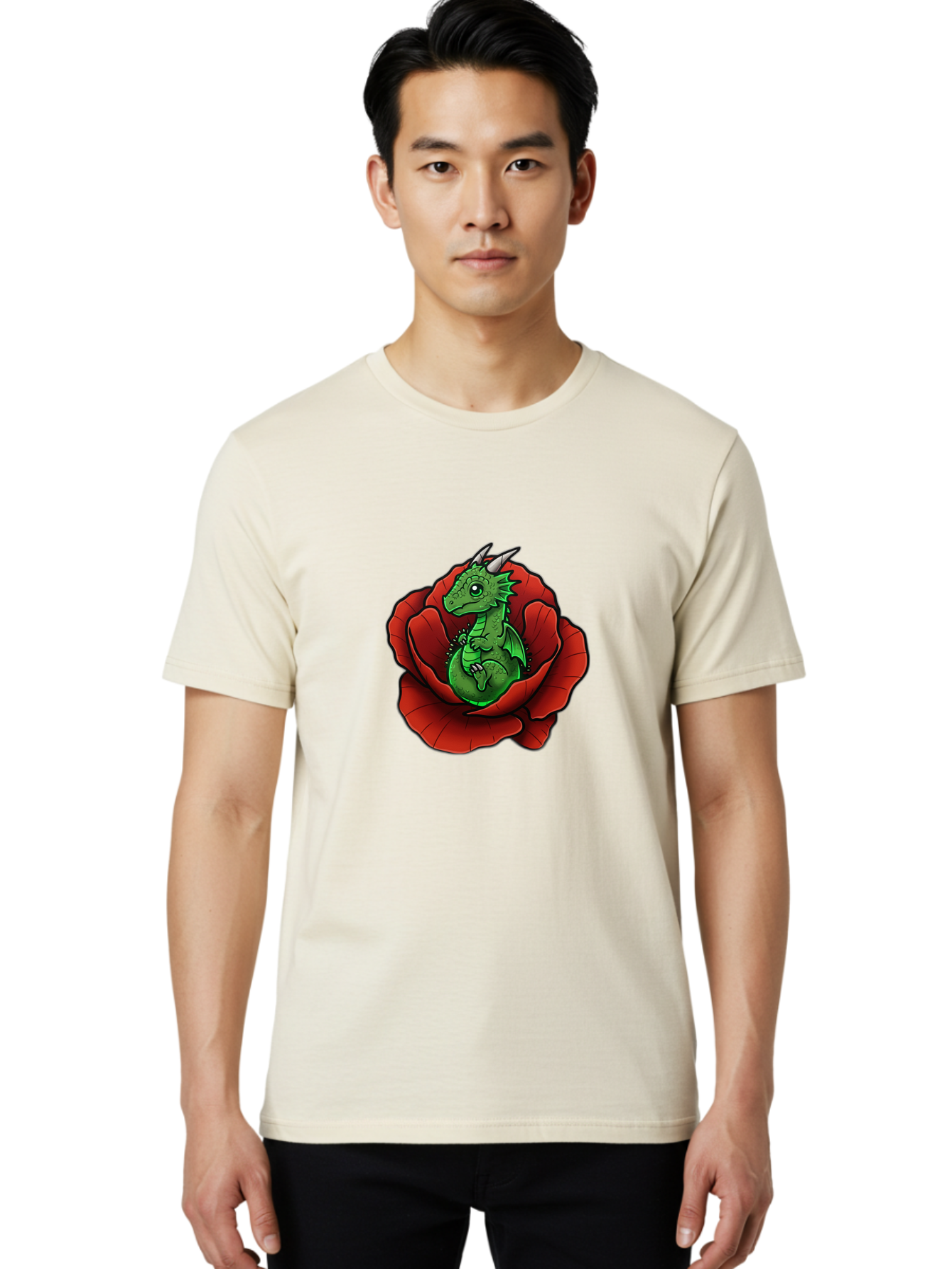 Dragon-In-Rose-1 Men'S Graphic Tee, 100% Cotton, Comfortable Casual Summer Wear, Machine Washable, Vintage Camera, Old Camera, Antique Camera, Black Camera, Classic Photography, Photography Equipment, Nostalgic Device, Film Camera, Camera Art Baj448
